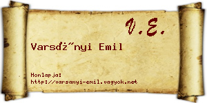 Varsányi Emil névjegykártya